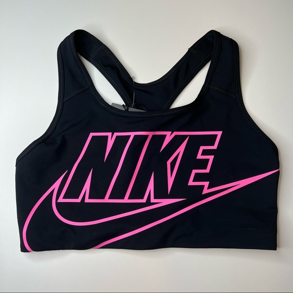 NIKE Black Racerback Sports Bra w/ Neon Pink Decal, Size Extra Small, NWOT! - Picture 3 of 8